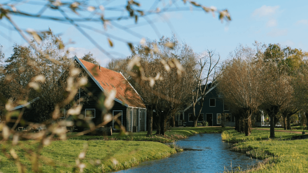 Beeld van grasveld met huis